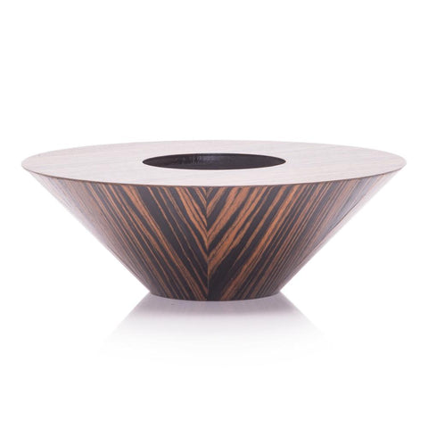 Wood Dark Wide Tapered Candle Holder
