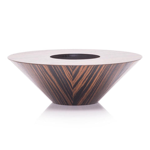 Wood Dark Wide Tapered Candle Holder