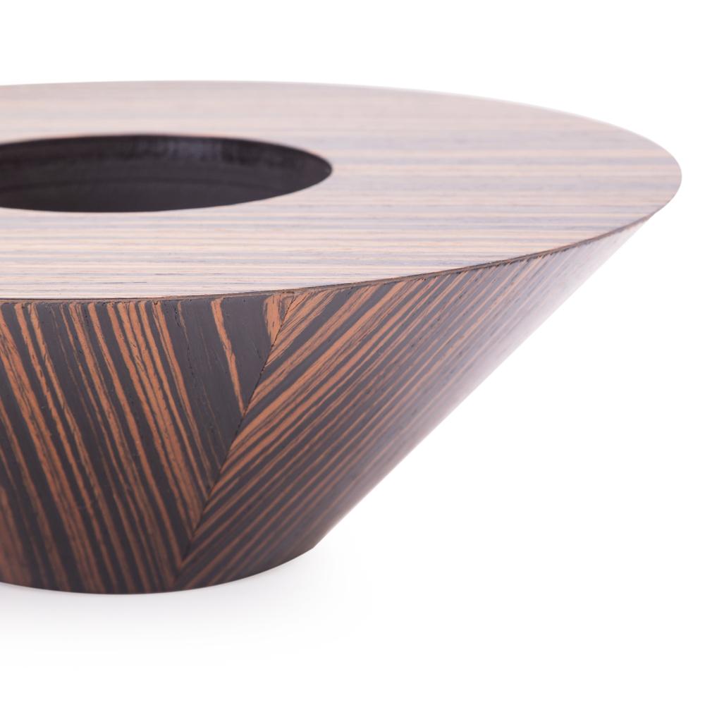 Wood Dark Wide Tapered Candle Holder