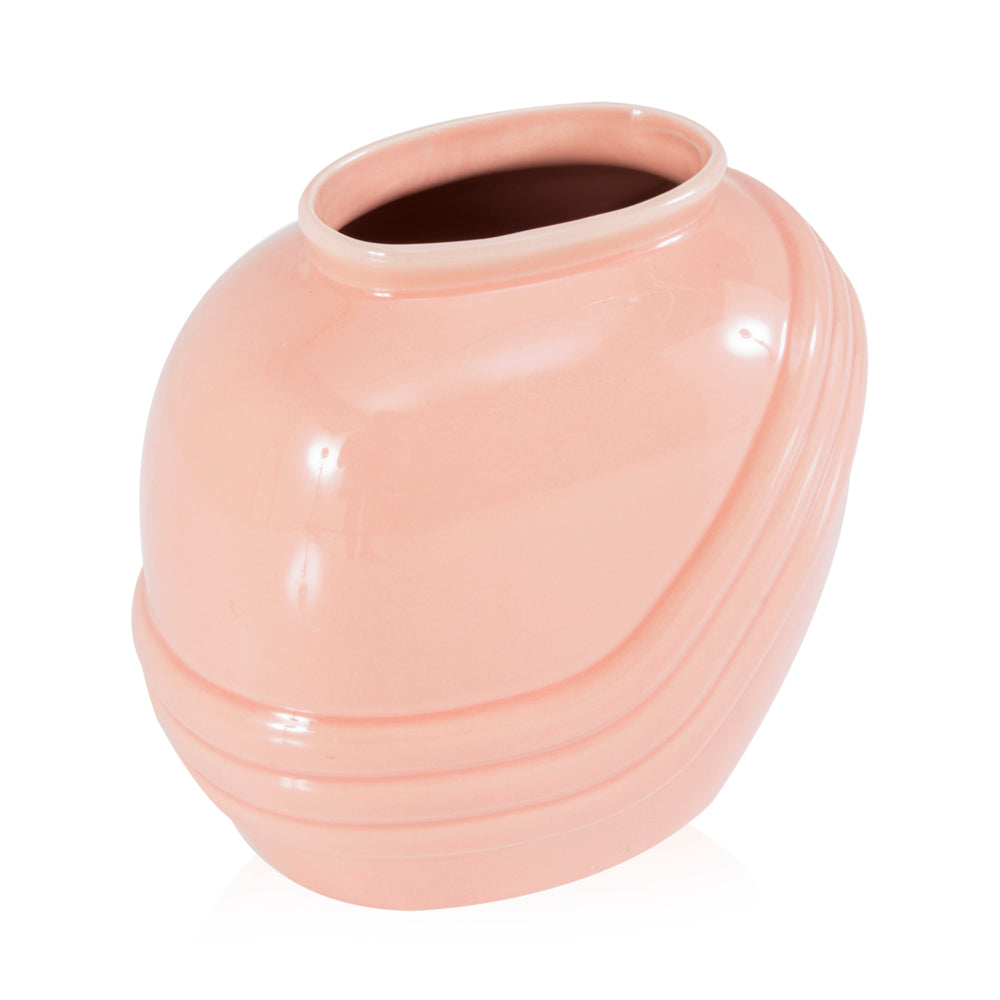Pale Peach Glossy 80s Vase