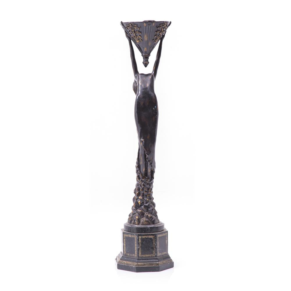 Bronze Lady Statue Lamp