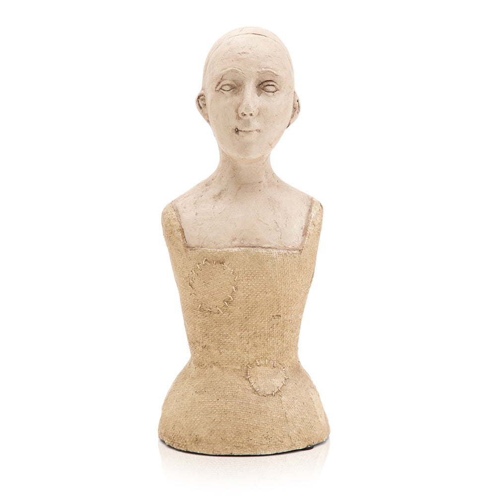 Off White Molded Bald Bust