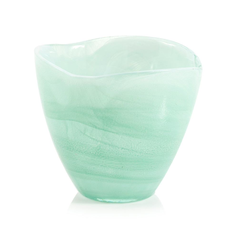 Green Aqua Blown Glass Vase (A+D)