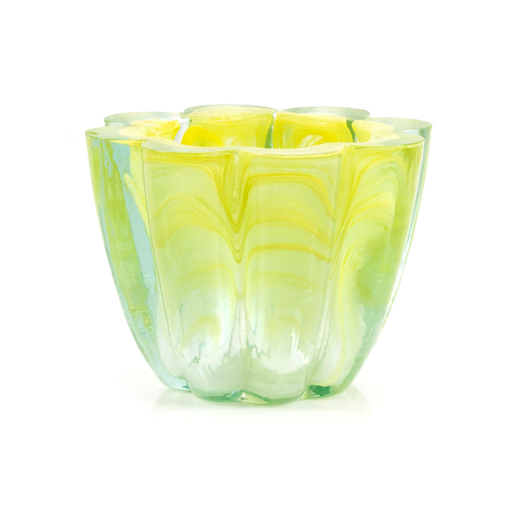 Yellow Scalloped Glass Vase (A+D)