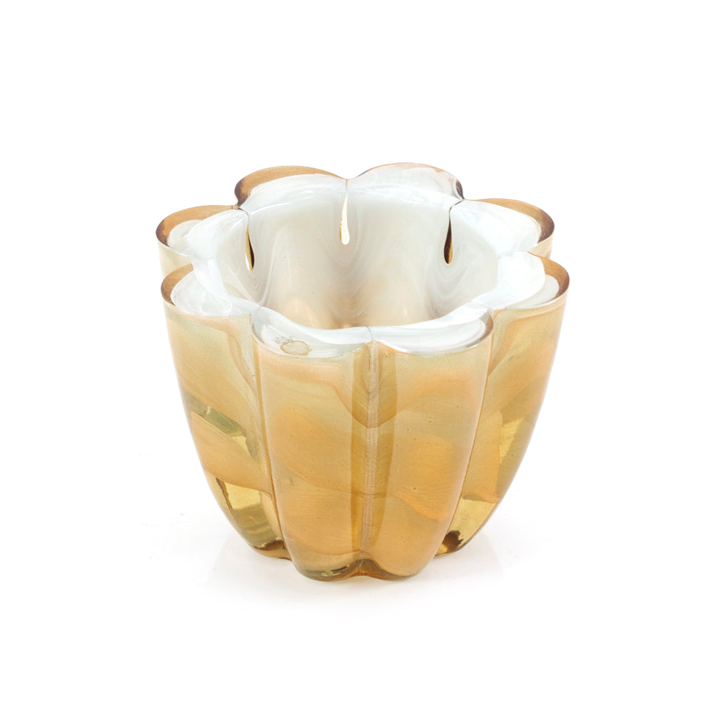Tan Scalloped Glass Vase (A+D)