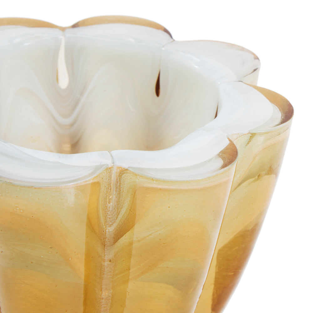 Tan Scalloped Glass Vase (A+D)