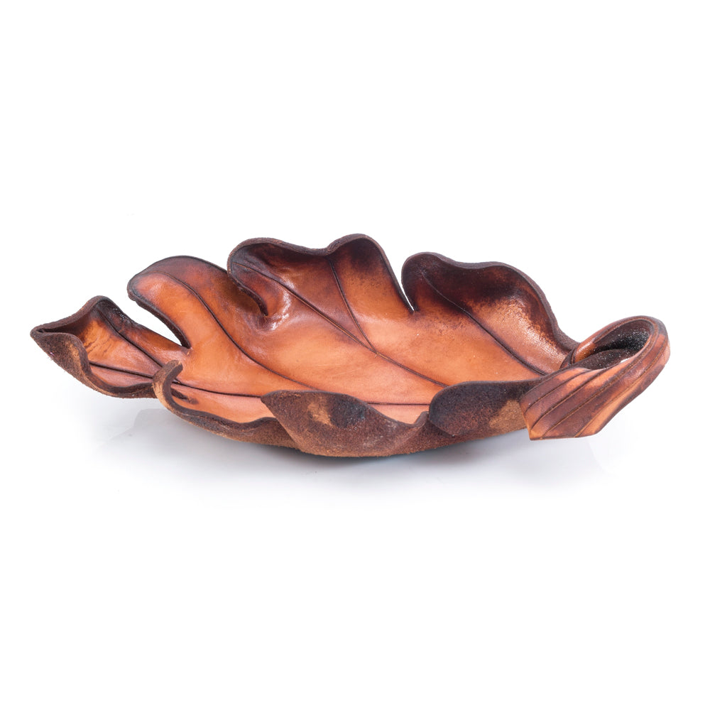 Brown Leather Leaf Bowl (A+D)