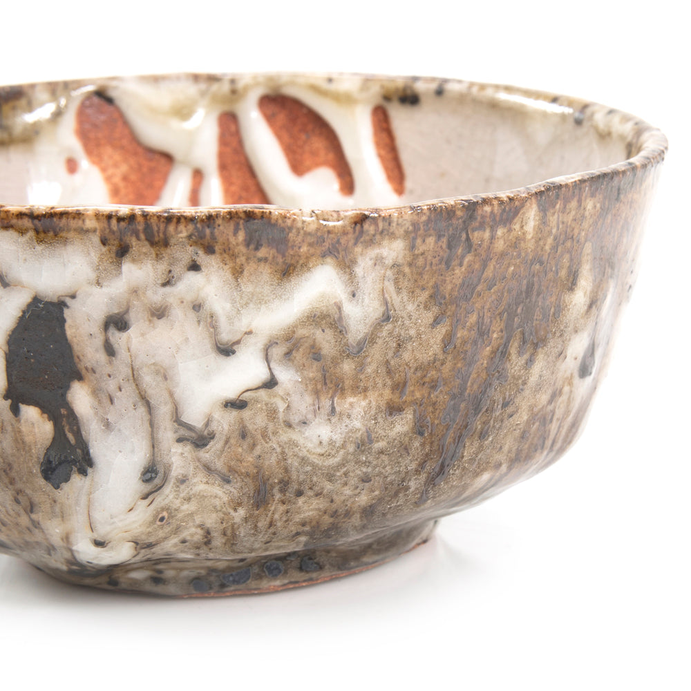 White & Brown Drip Glaze Ceramic Bowl (A+D)