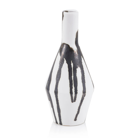 White Black Drip Painted Vase (A+D)