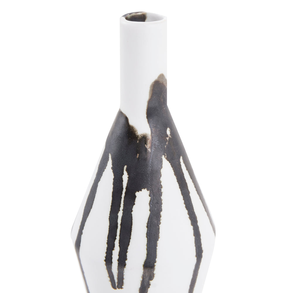 White Black Drip Painted Vase (A+D)