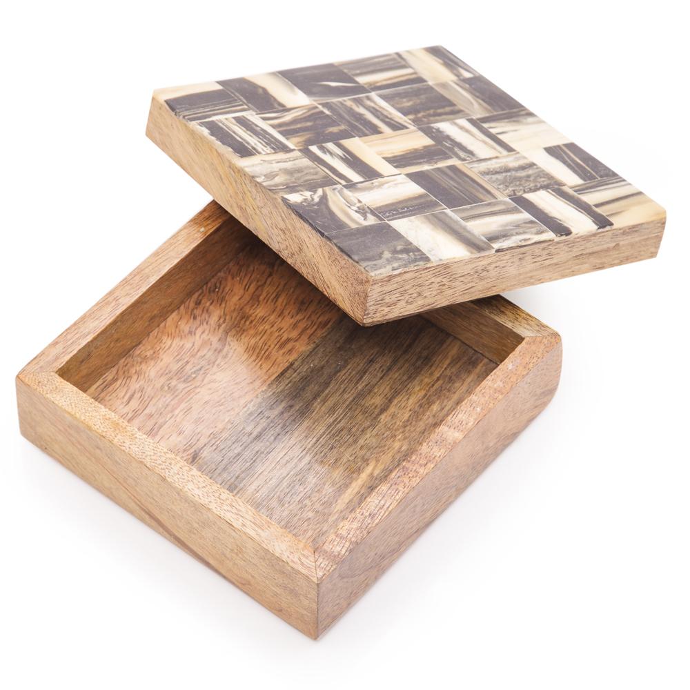 Wood Dark Checkerboard Box (A+D)