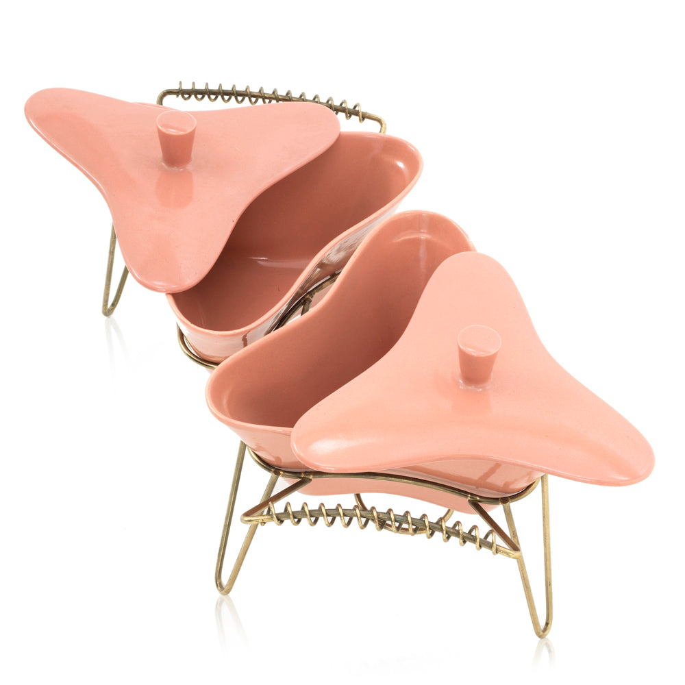Pink + Brass Double Condiment Holder