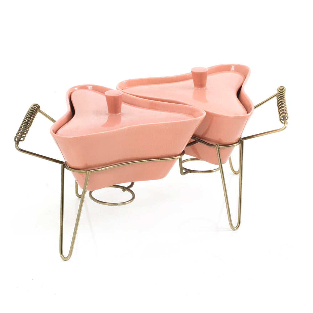 Pink + Brass Double Condiment Holder