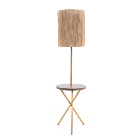 Brass Leg Side Table with Built in Lamp