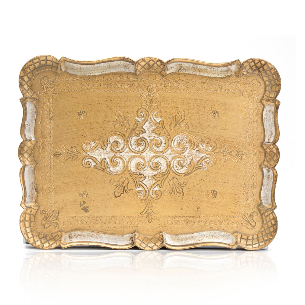 Carved Gold Wood Tray