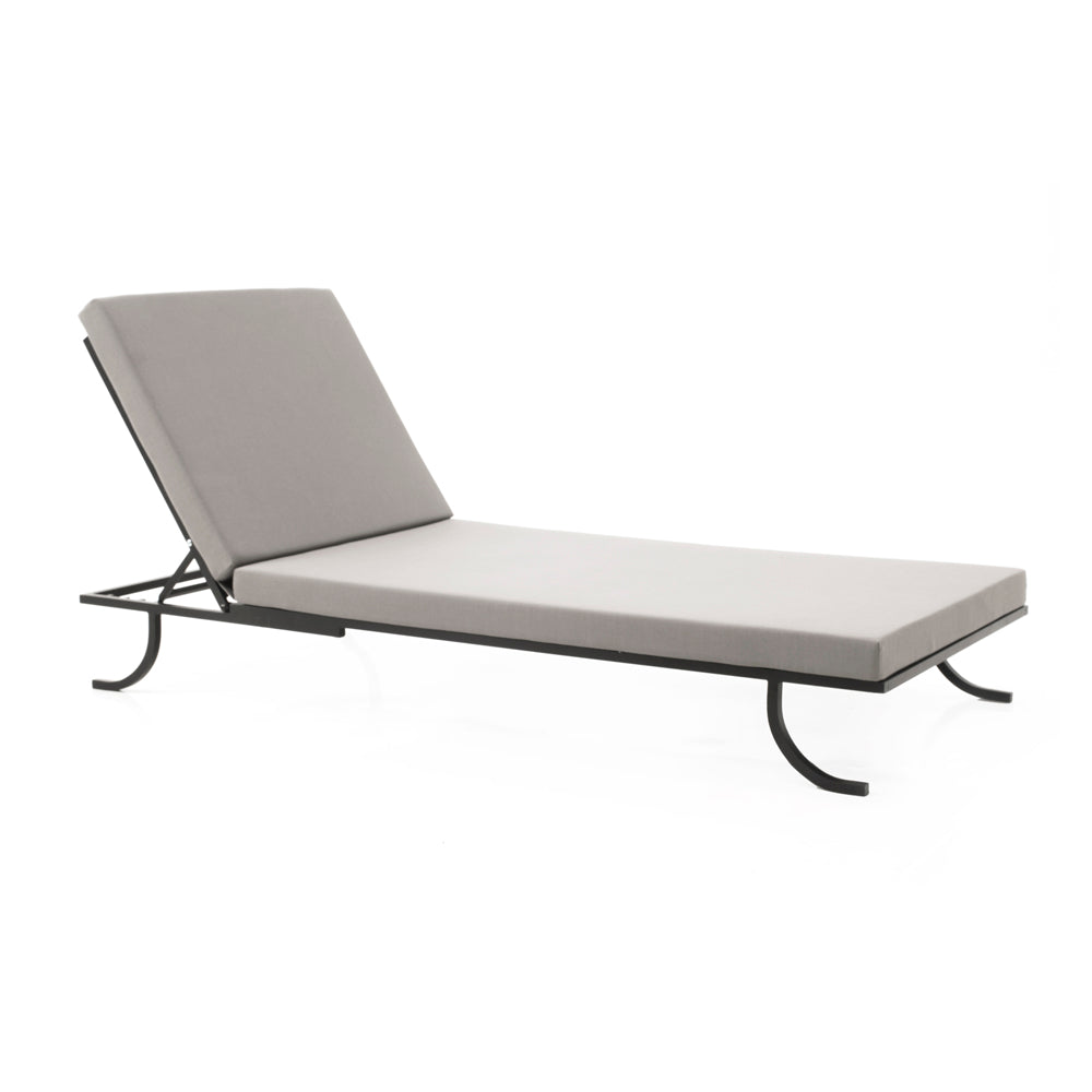 Black Iron Contemporary Outdoor Chaise w Grey Cushion