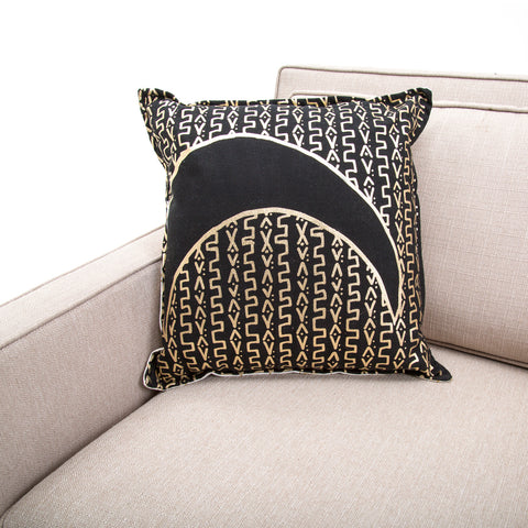 Black and Gold Moon Design Pillow
