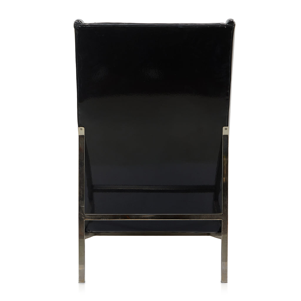 Black Patent Leather Wingback Chair