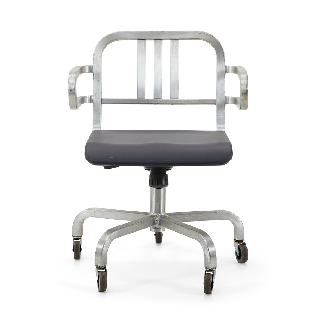 Silver Metal Rolling Office Chair