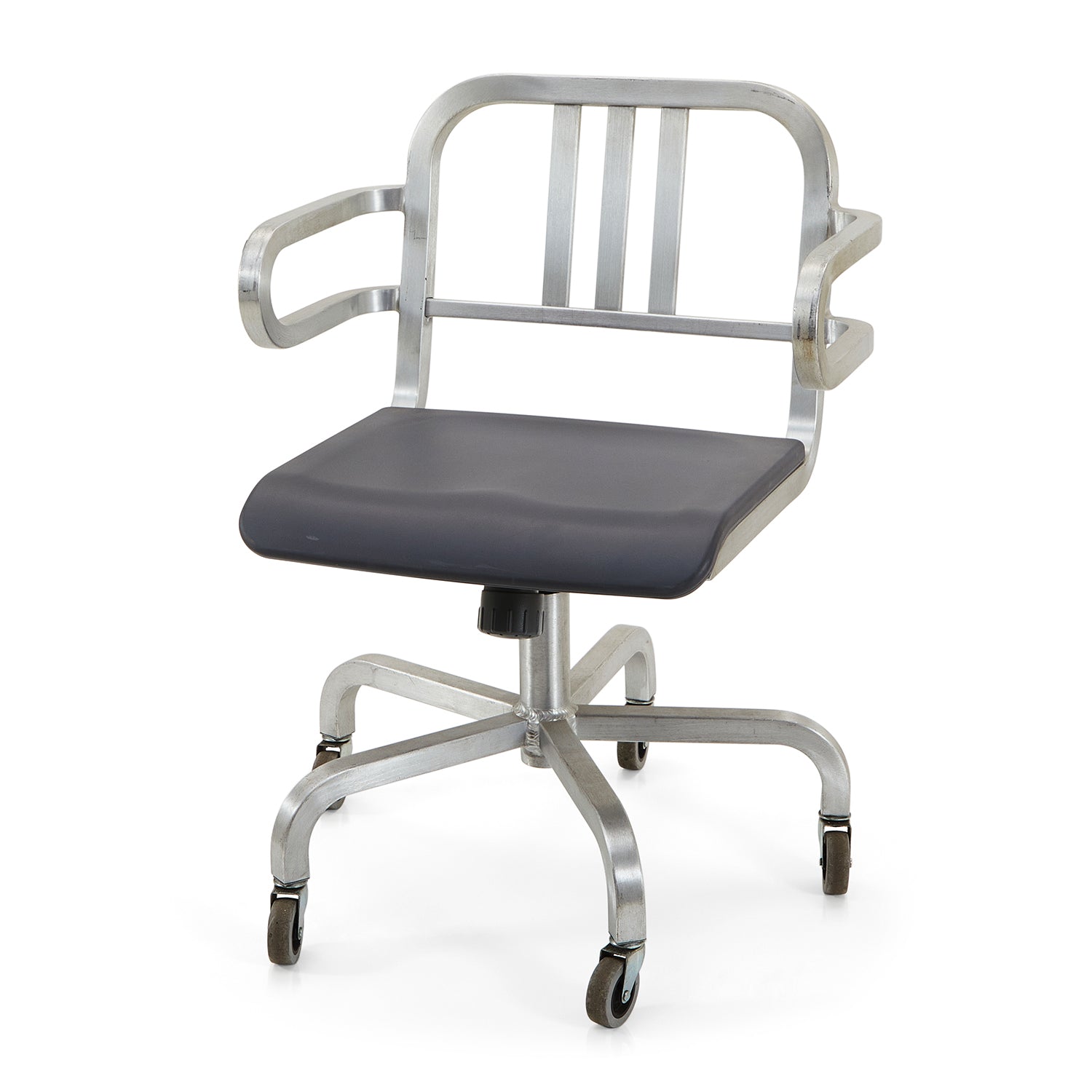 Silver Metal Rolling Office Chair - Gil & Roy Props