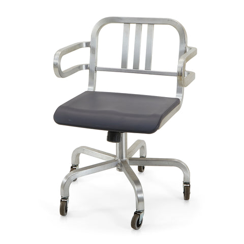 Silver Metal Rolling Office Chair