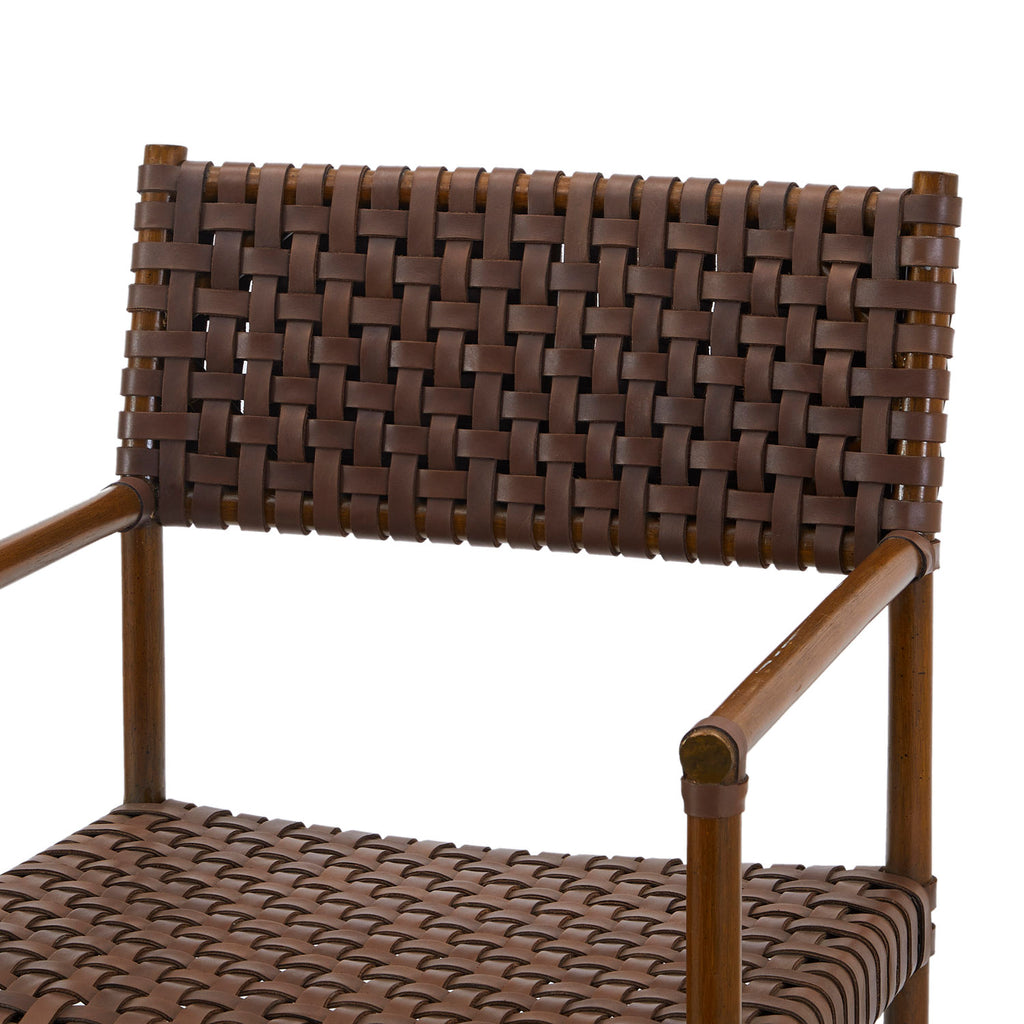 Brown Leather Woven Arm Chair