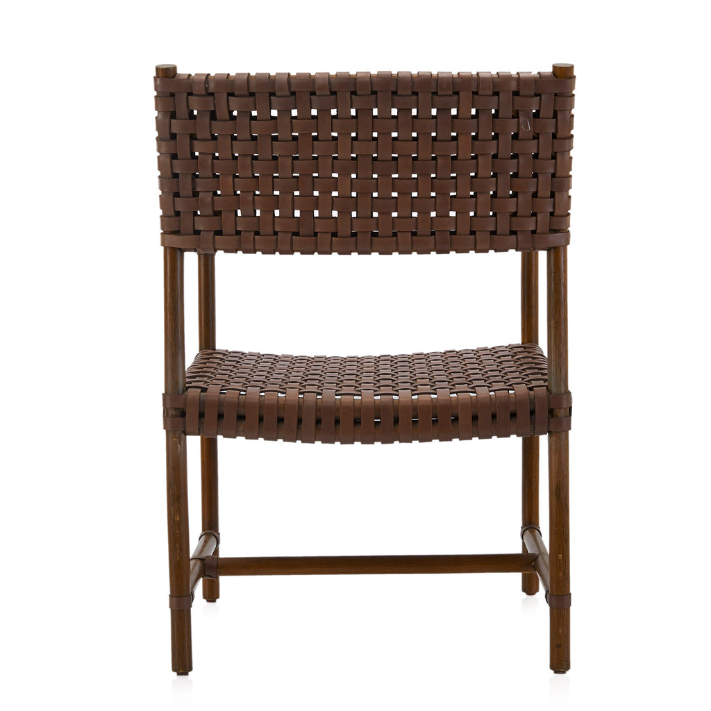 Brown Leather Woven Arm Chair