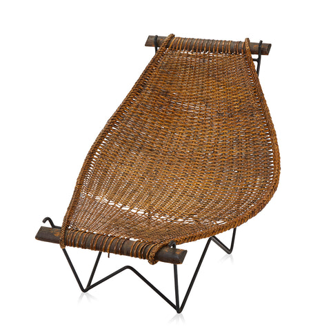 Woven Rattan Sling Outdoor Lounge Chair