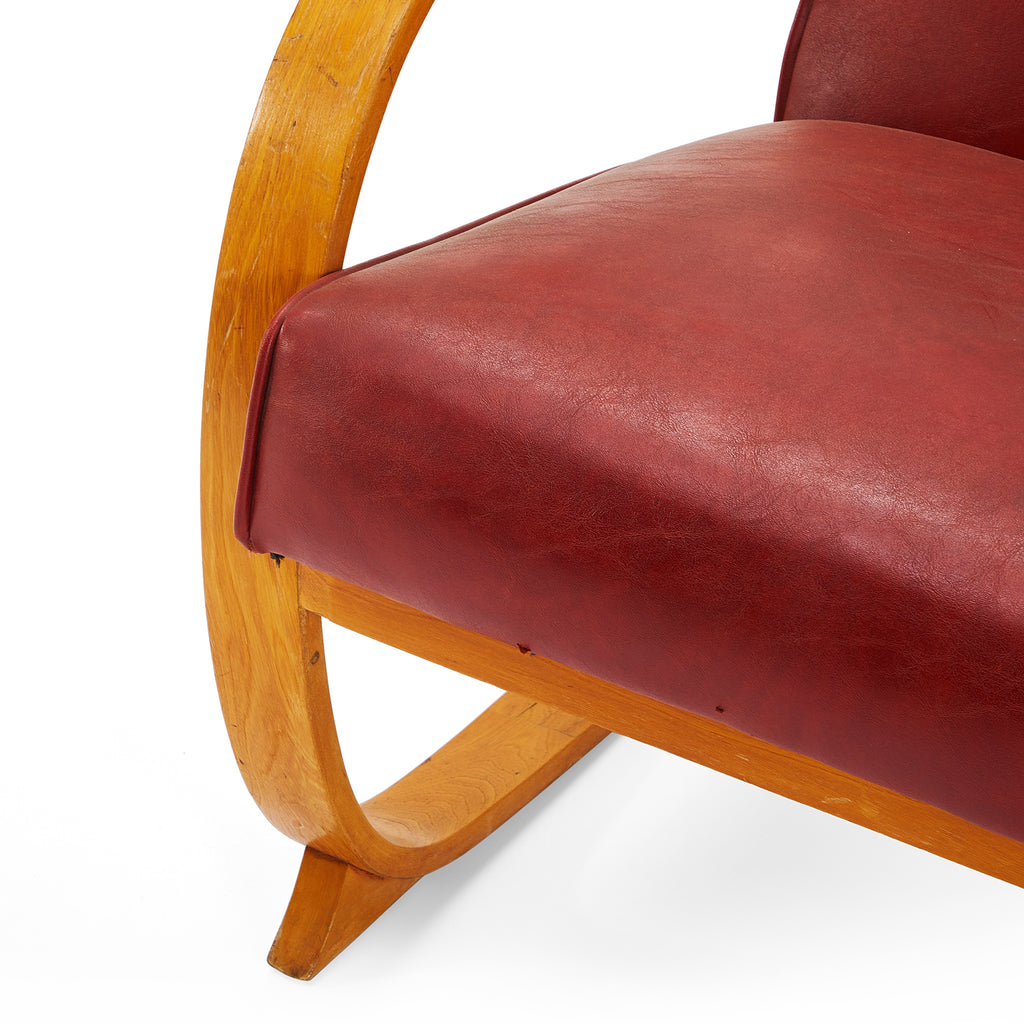 Red Leather & Bentwood Arm Chair