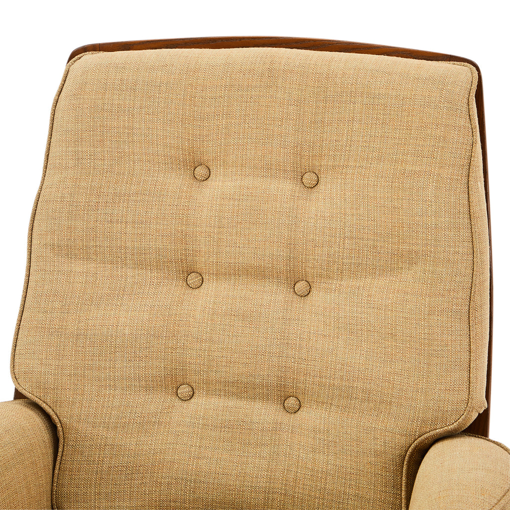 Tan Fabric Heywood Wakefield Lounge Chair w/ Ottoman