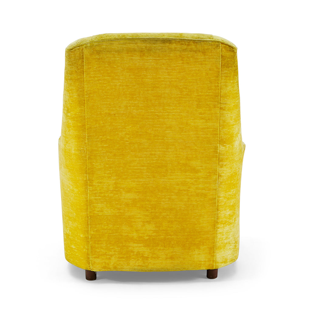 Yellow Crushed Velvet Highback Vintage Armchair