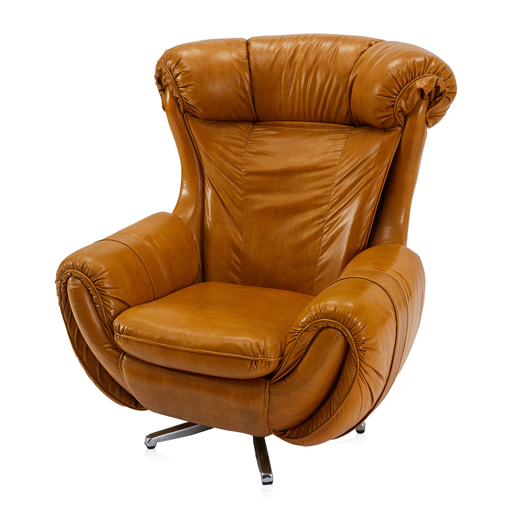 Brown Vinyl Padded Wide Lounge Chair