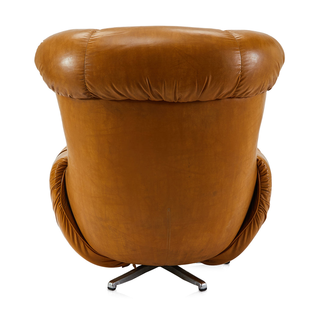 Brown Vinyl Padded Wide Lounge Chair