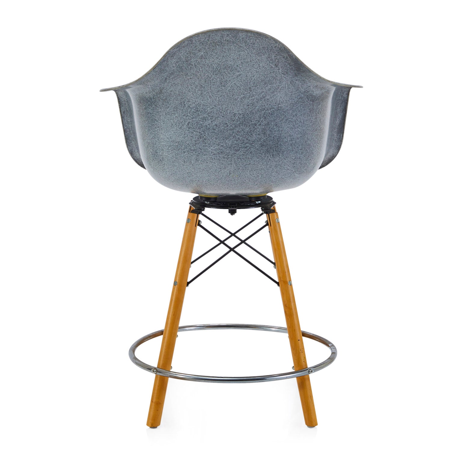 Blue Shell Chair Dowel Counter Stool Swivel Base - Gil & Roy Props
