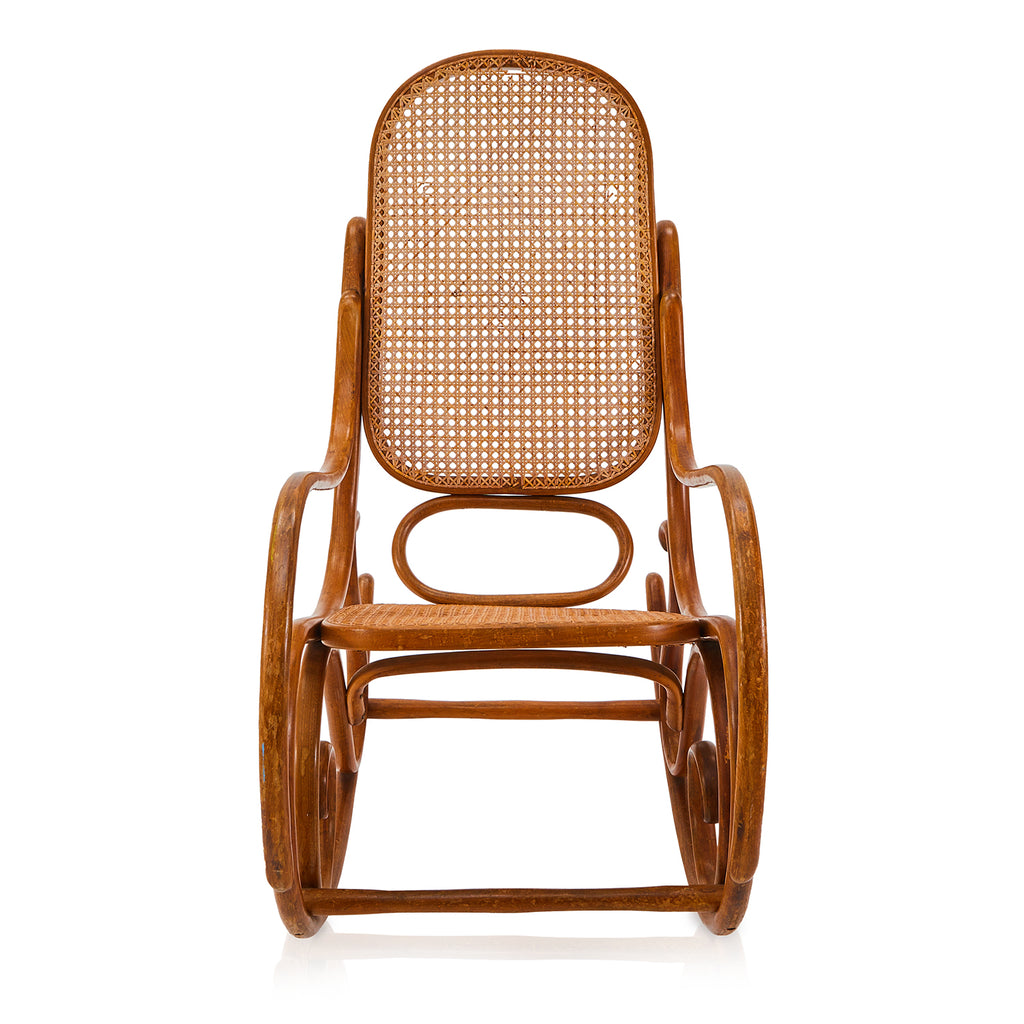 Wicker & Bentwood Thonet Style Rocking Chair