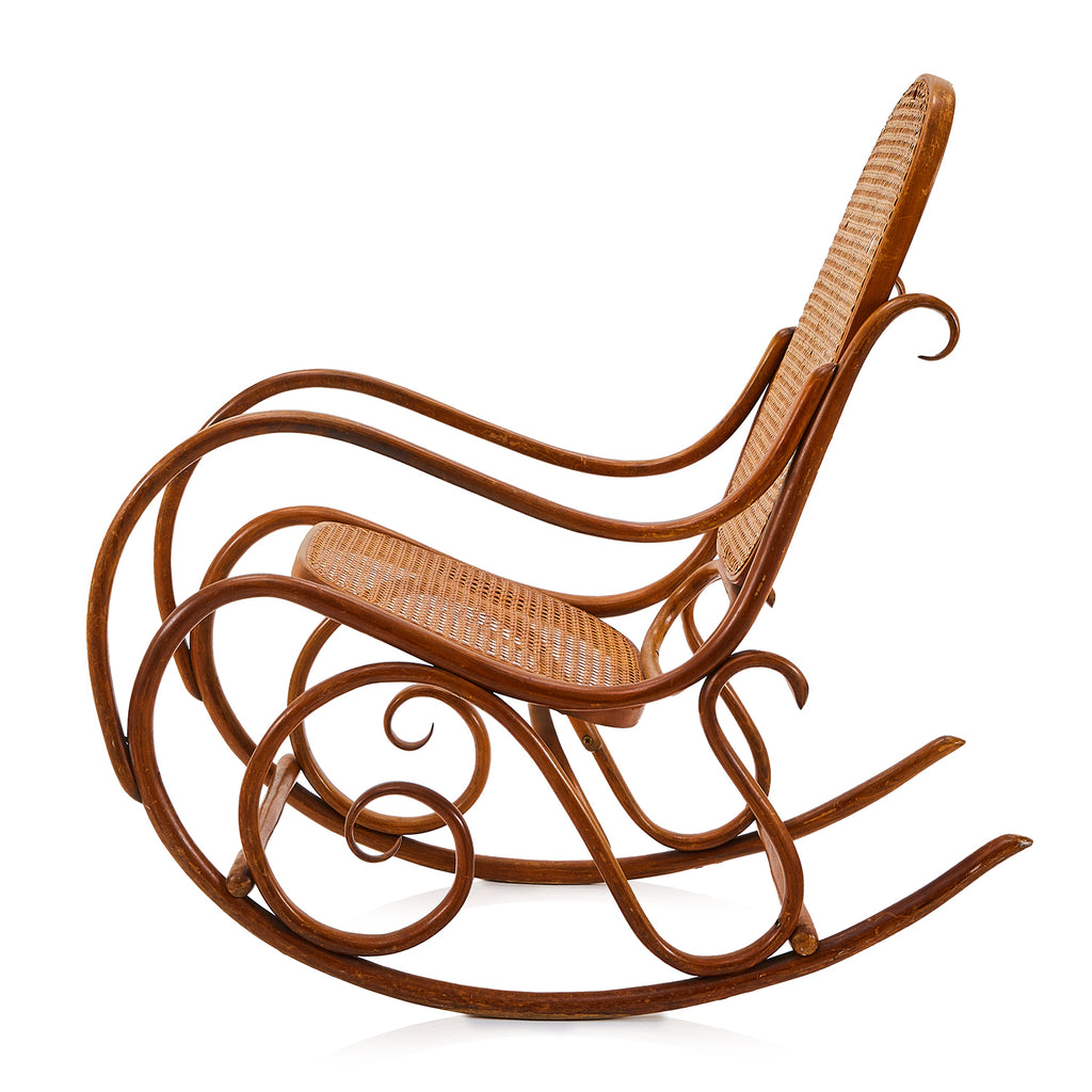 Wicker & Bentwood Thonet Style Rocking Chair