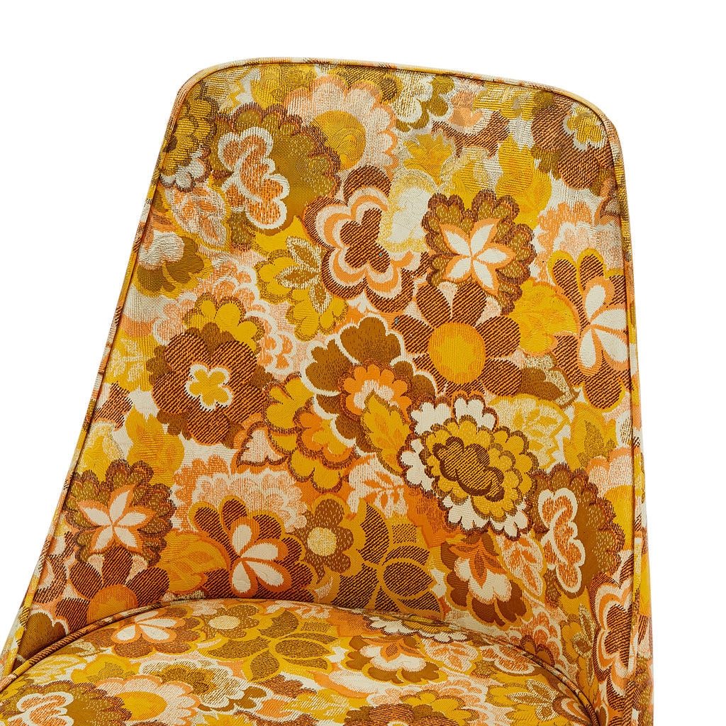 Yellow & Brown Vintage 70's Floral Dining Chair