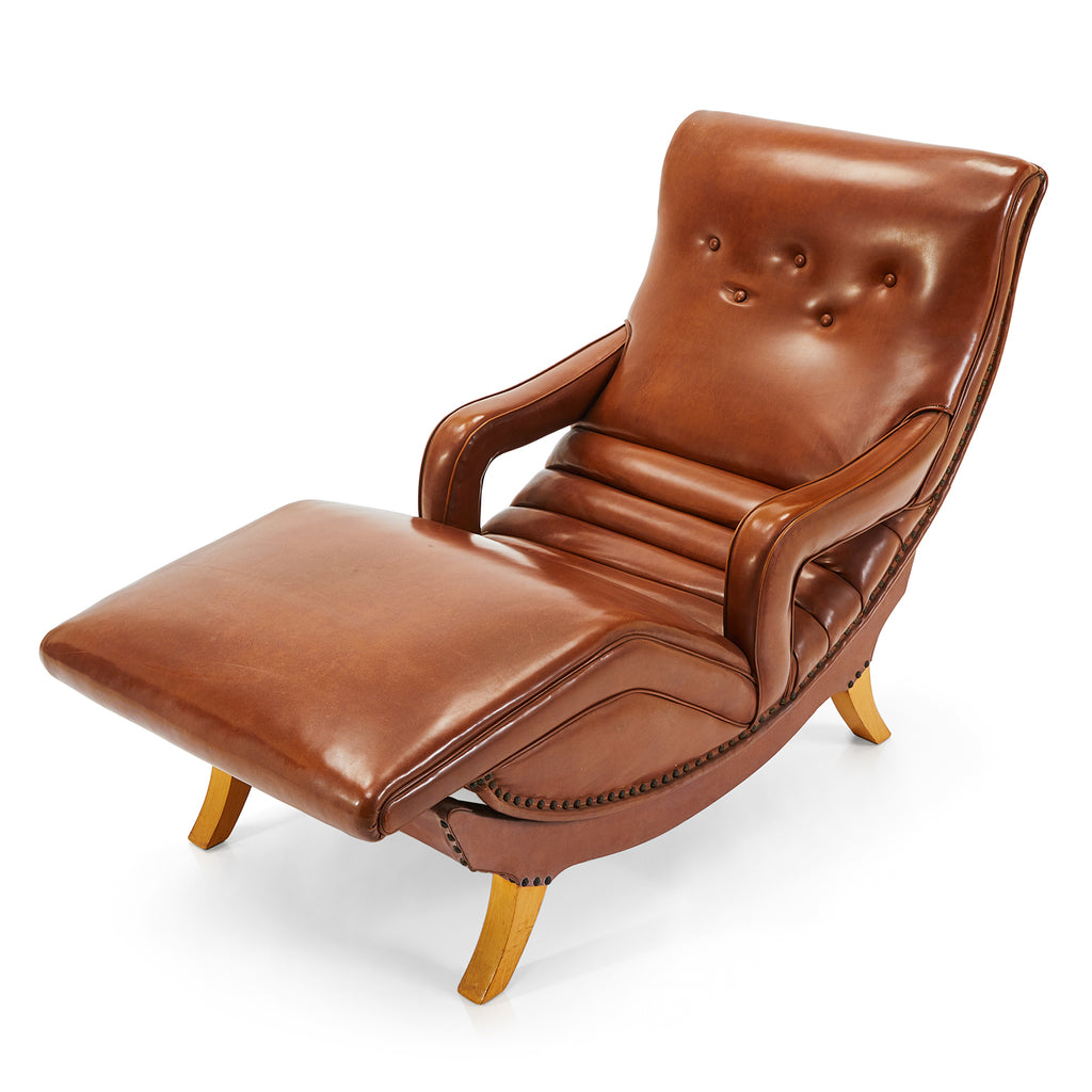 Brown Leather Barcalounger Chaise