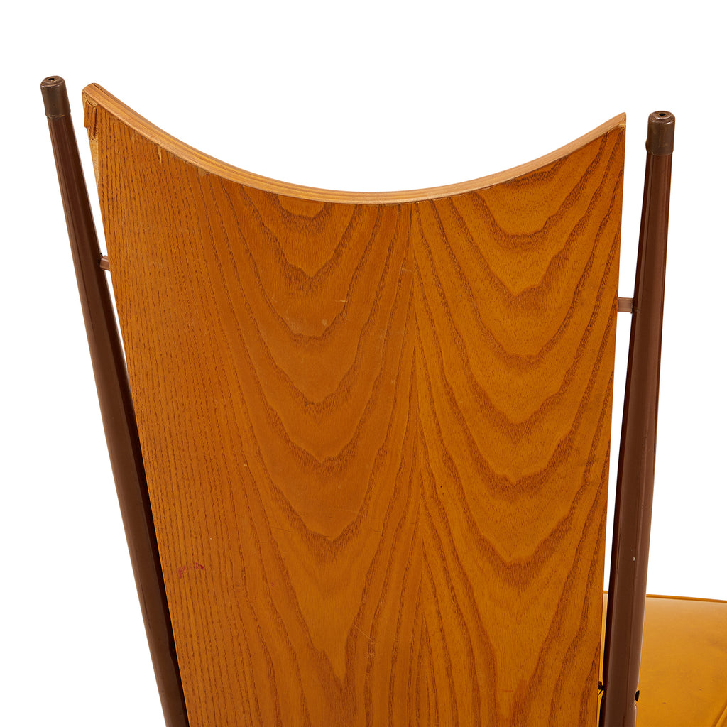Yellow Vinyl & Wood Dining Chair