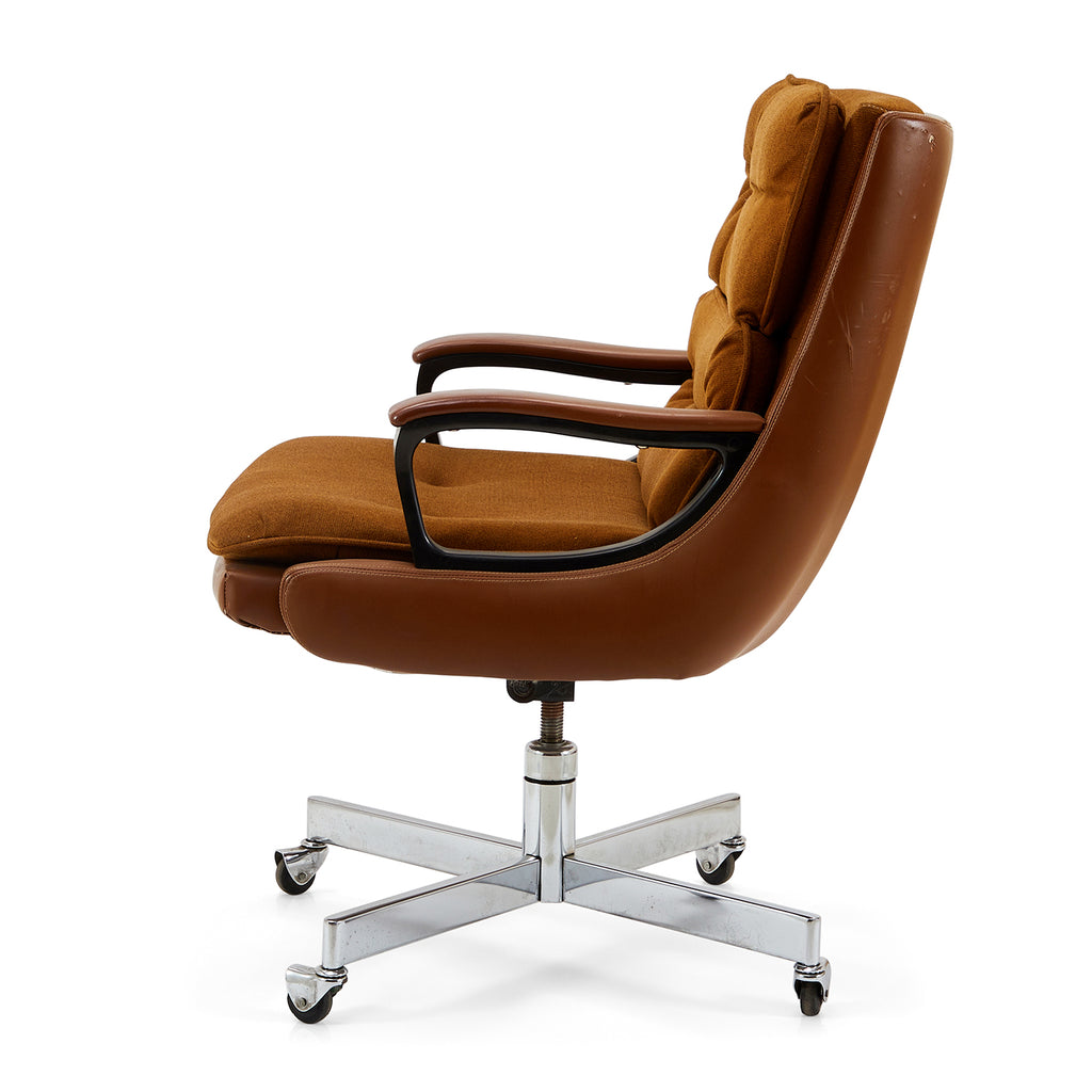 Brown Mid Century Rolling Office Chair