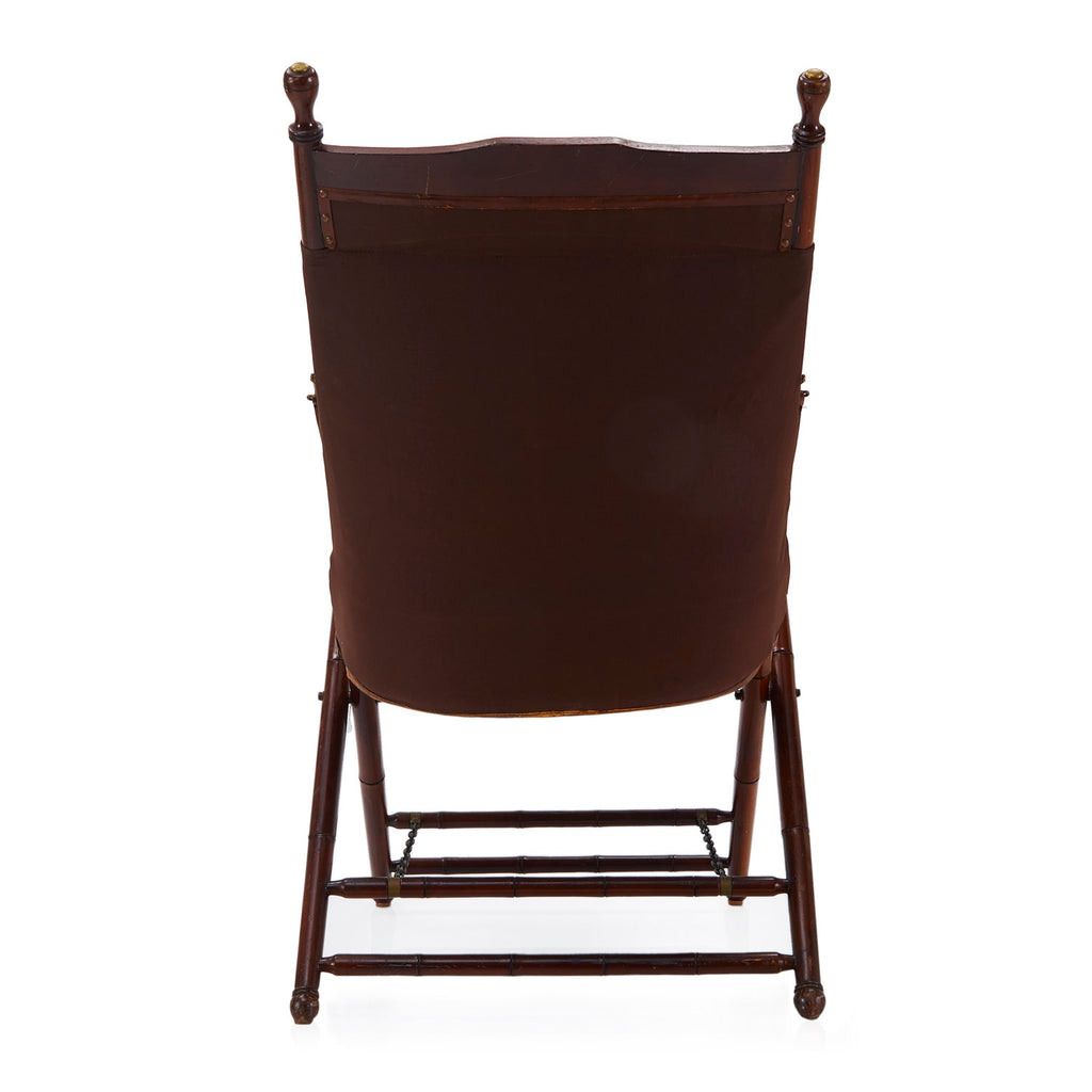 Brown Leather & Wood Vintage Campaign Chair