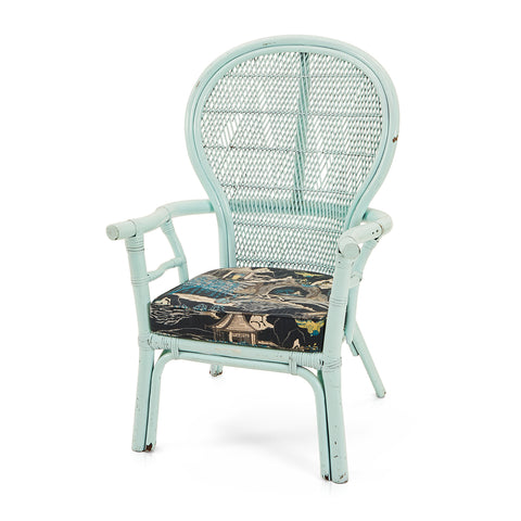 Light Blue Wicker Patio Chair