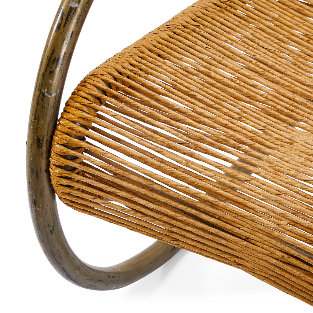 Wicker and Metal Cantilever Outdoor Chair