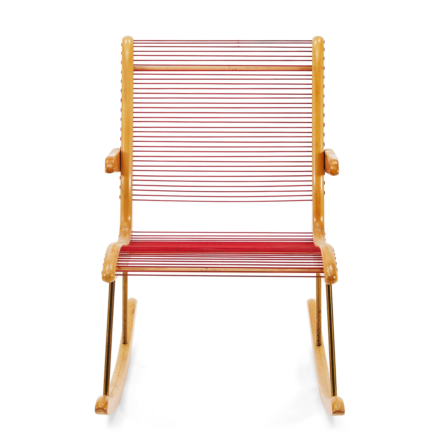Vintage Red String + Wood Rocking Chair - Gil & Roy Props