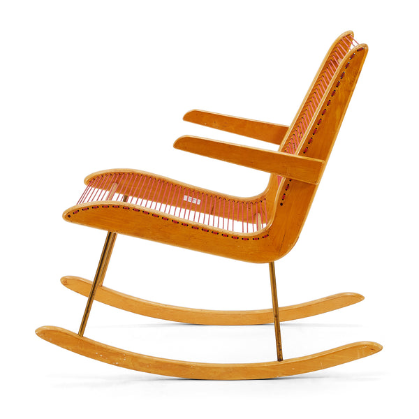 Vintage Red String + Wood Rocking Chair - Gil & Roy Props