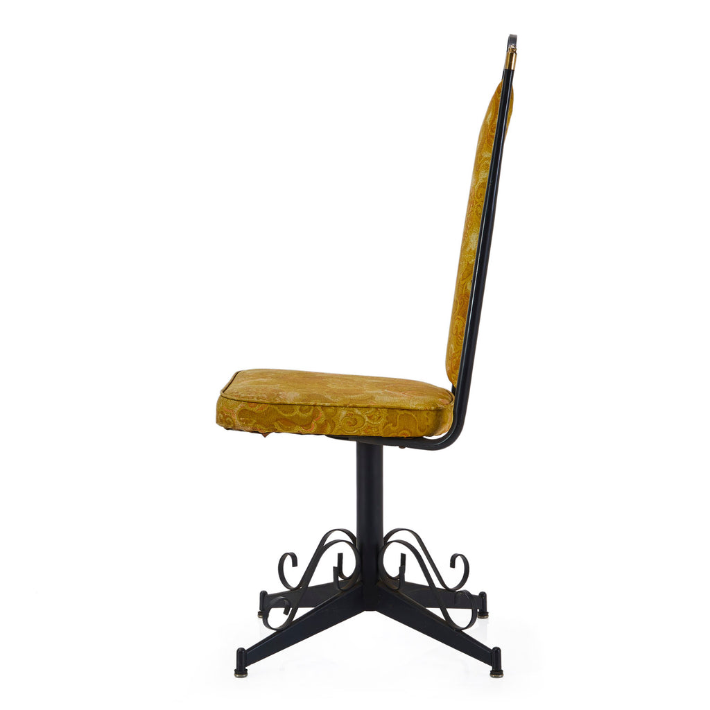 Yellow & Black Metal Vintage Ornate Side Chair