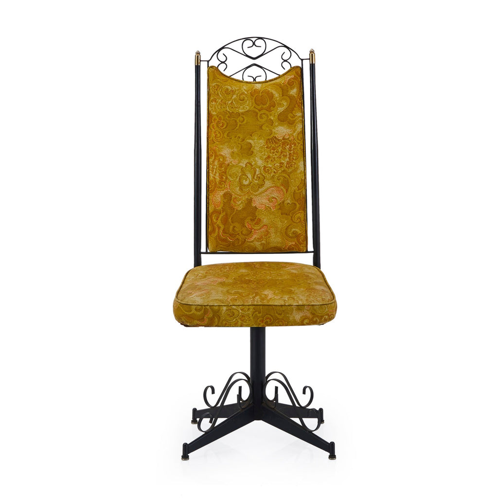 Yellow & Black Metal Vintage Ornate Side Chair