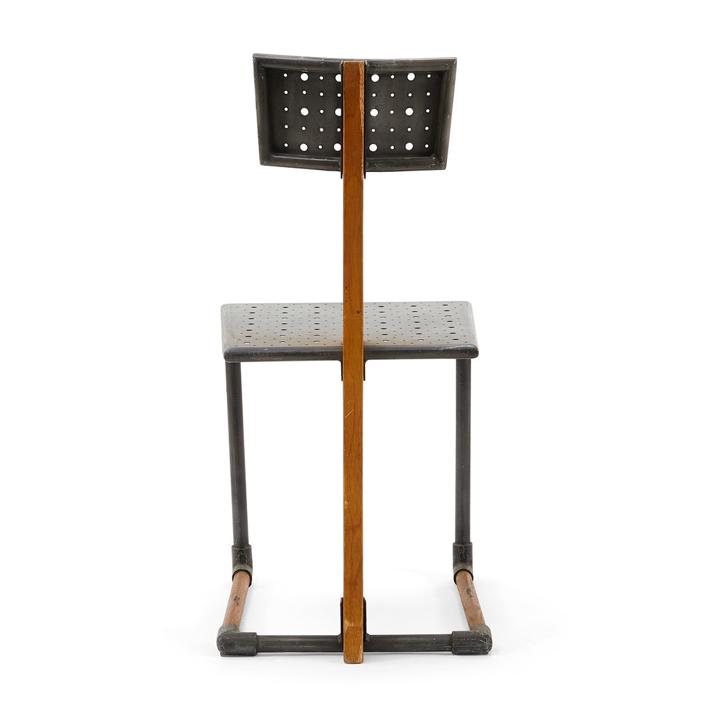 Black Metal & Wood Industrial Modern Side Chair