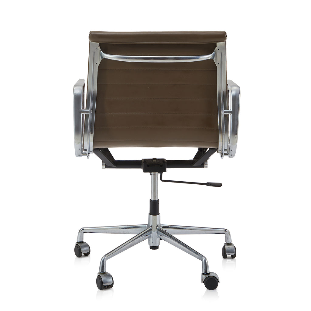 Brown Low Back Aluminum Group Rolling Office Chair