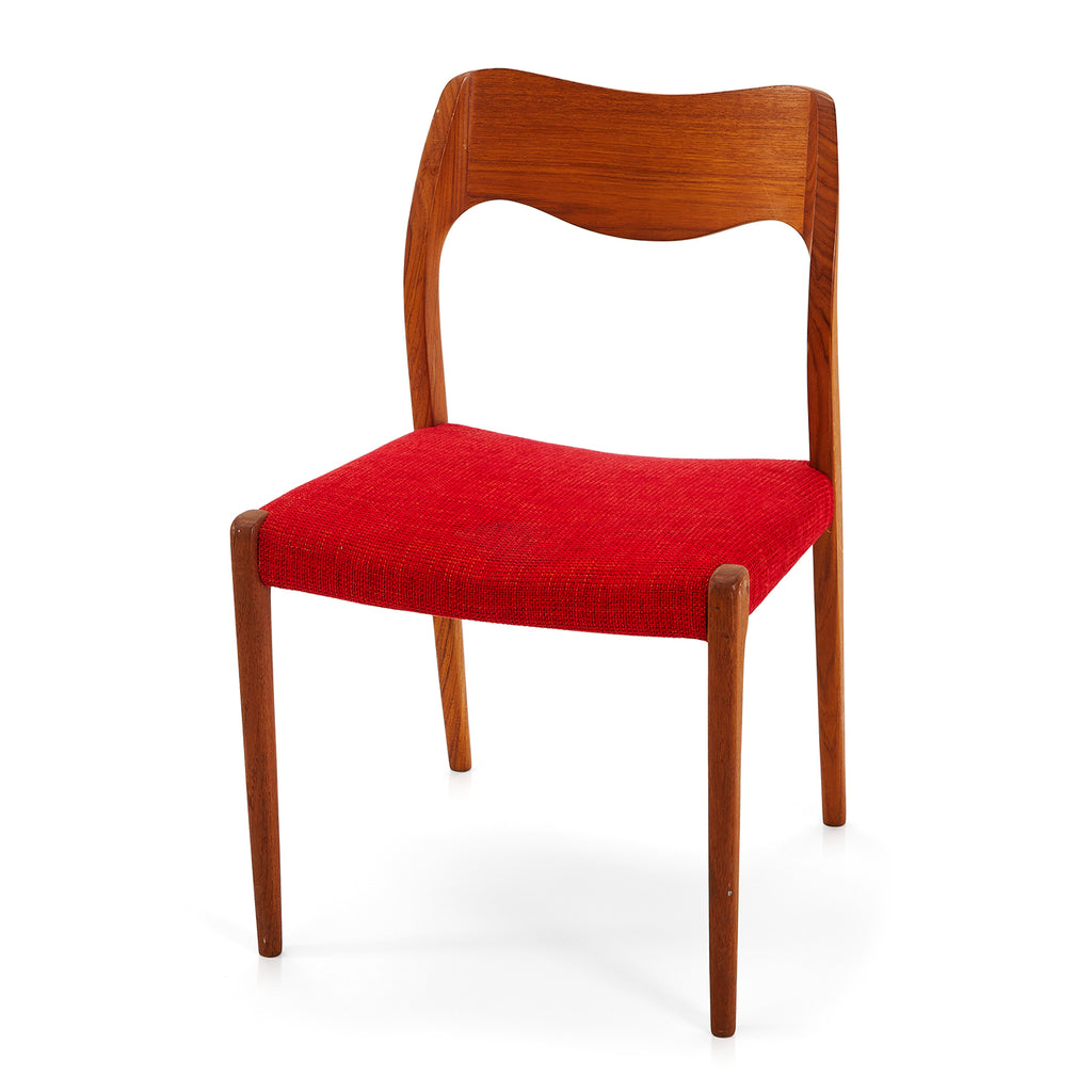 Wood & Red Mid-Century Modern Side Chair